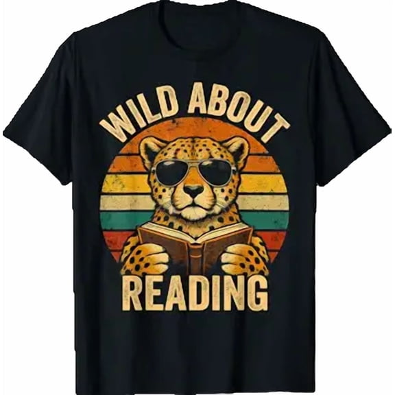 Boys Animal Print Clothes Wild About Reading Cheetah Book T-Shirt