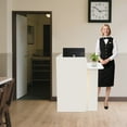 thumbnail image 3 of Floorstanding Warm White Reception Desk w/ LED Light Modern Front Desk Reception Counter f/ Salons Stores, 3 of 17