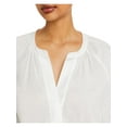 thumbnail image 3 of JOIE Womens White Poplin Pleated Button Pullover Cuffed Sleeve Crew Neck Top XS, 3 of 3