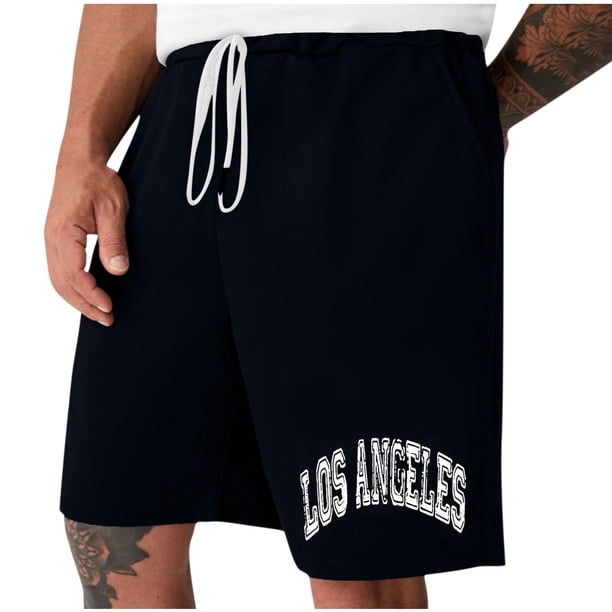 Mens Casual Shorts Lace-Up Elástico Cintura Bolsillo Ejercicio Fitness Hogar Pantalones de Media Longitud para Diario