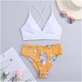 thumbnail image 5 of Feimerou Women High Waisted Bikini Sets Sexy Tummy Control Swimsuits Fashion Floral Printed Push Up Padded V Neck Two Piece Bathing Suit Clearance On Sale, 5 of 7