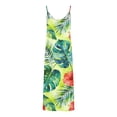thumbnail image 4 of QUNYINEY Beach Sun Dresses Women Hawaiian A Line Long Sleeveless Slip Dress Summer Casual V Neck Loose Fit Green Dresses, 4 of 5