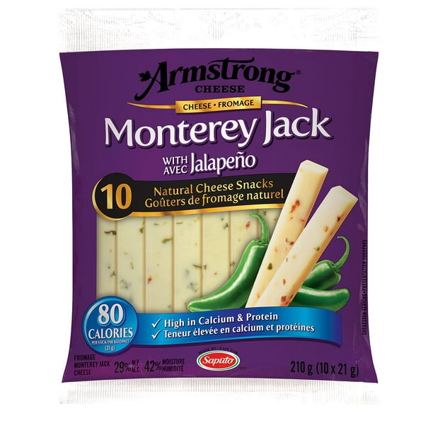 Goûters de fromage naturel Monterey Jack d'Armstrong avec jalapeño