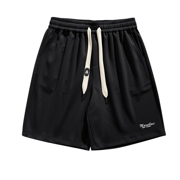 HAPIMO Comfy Shorts for Beach Vacation Men's Shorts Casual Outings Sports Shorts Lightweight Relaxed Fit Elastic Waist Drawstring Breathable Solid Color Shorts Black XX-Large