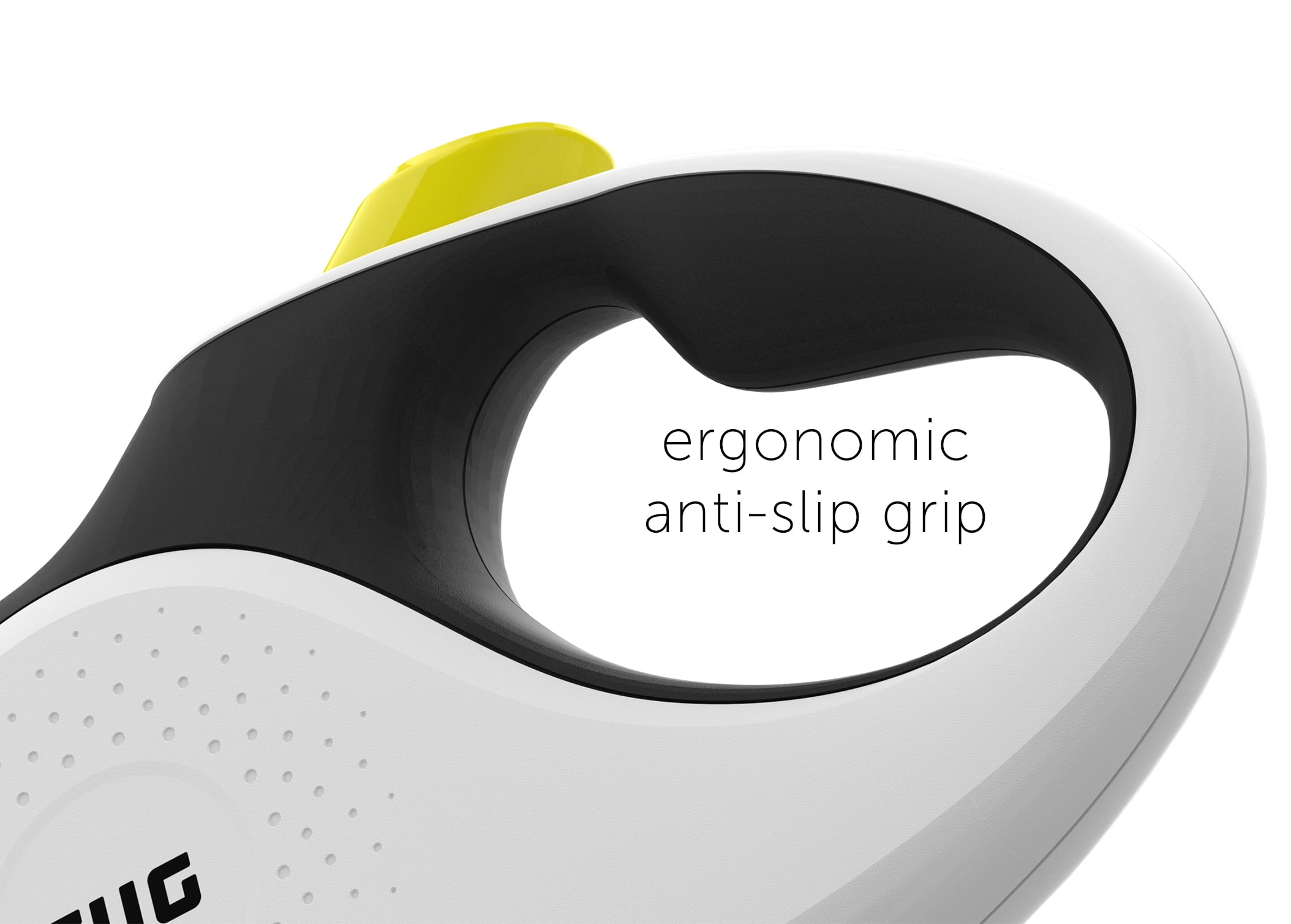 TUG 360° Tangle-Free Retractable Dog Leash | 16 ft Strong Nylon Tape | One-Handed Brake, Pause, Lock (Large, White/Neon Yellow)