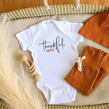 

Jane + Vogue Thankful Mini Heart White Baby Onesie for Unisex 12 to 18 Months
