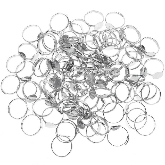 100Pcs Blank Rings Adjustable Ring Base Rings Blank Jewelry Findings for DIY Making