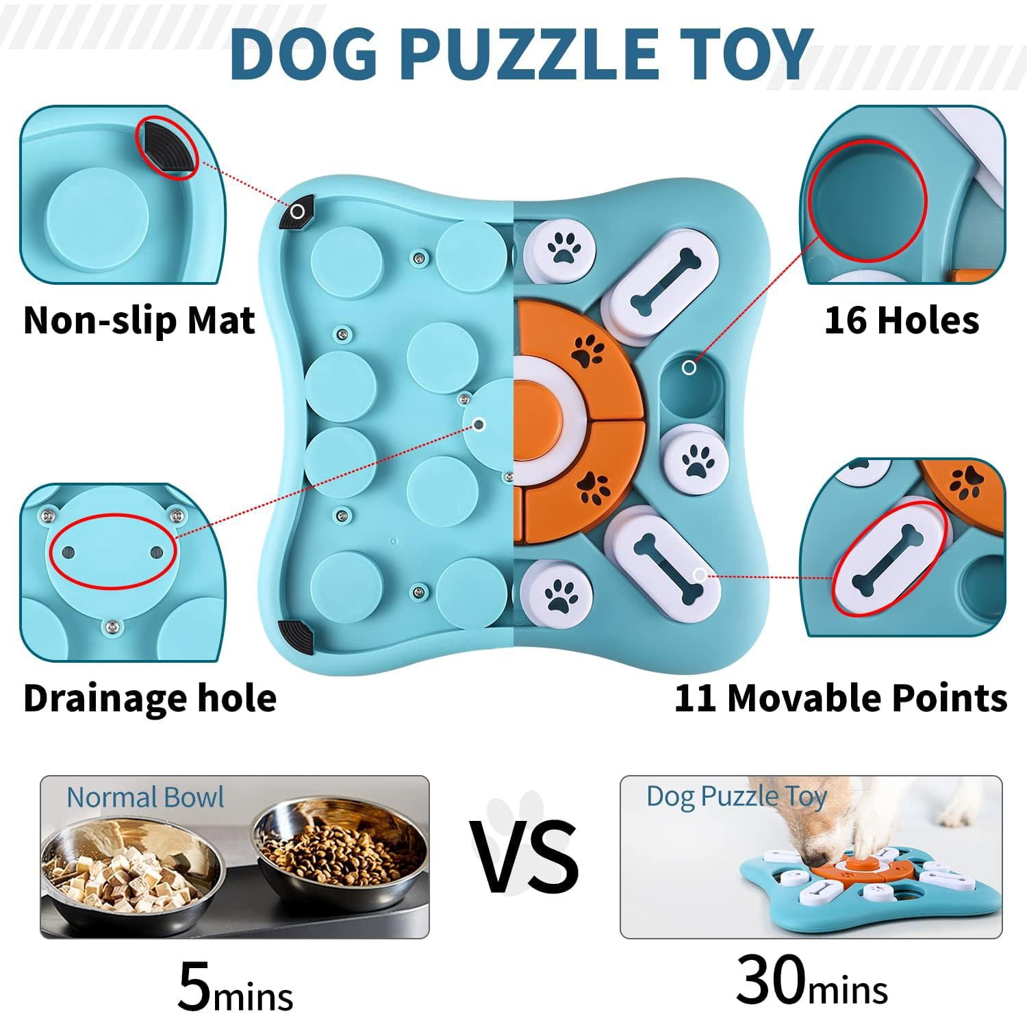 Interactive Dog Puzzle Toy Slow Feeder Treat Dispensing Dog Enrichment Toy for IQ Training Mental Stimulation for Small Medium Large Dogs