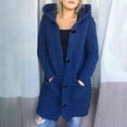 thumbnail image 2 of asdoklhq Womens Plus Size Coats Clearance Under $15.00,Womens Long Sleeve Cable Knit Long Cardigan Open Front Button Hooded Sweater Outerwear, 2 of 7