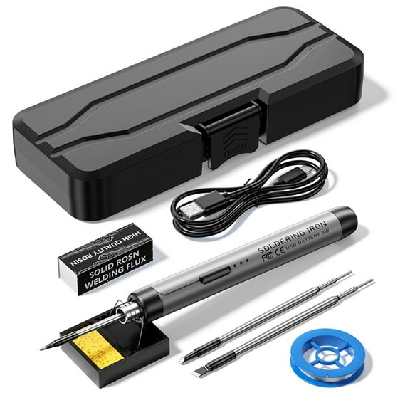 USB Rechargeable Portable Soldering Iron, 3 Speed Adjustable Temperature USB Electric Iron Mini Soldering Iron Kit Grey