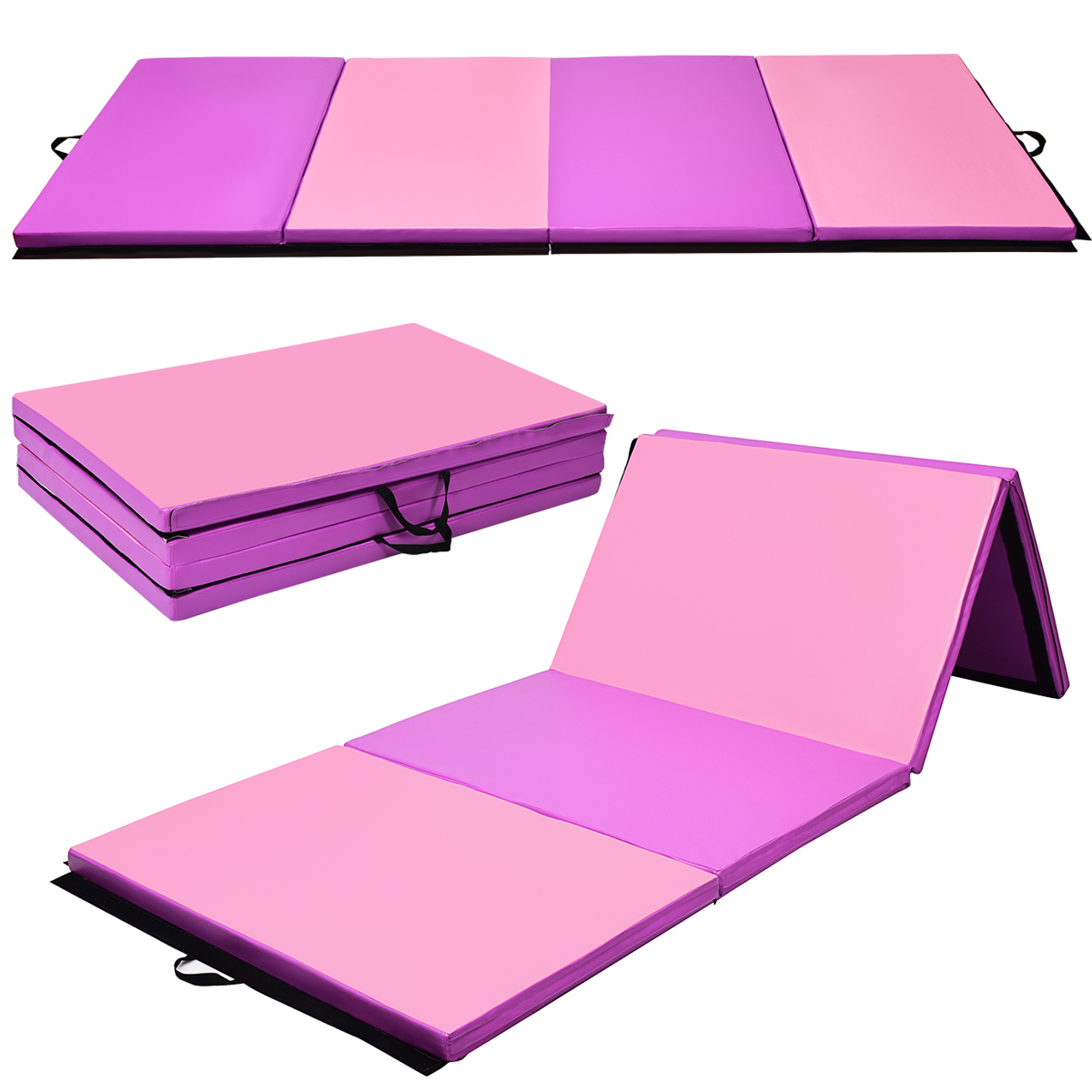 Gymax Folding Panel Gym Fitness Exercise Gymnastics Mat 4' x 10' x 2''