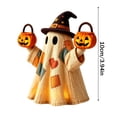 thumbnail image 3 of DVKOVI Lighted Vintage Patchwork Ghost Rustic Fall Figurine Halloween Decorations Light up Ghosts with Pumpkin Lantern, 3 of 7