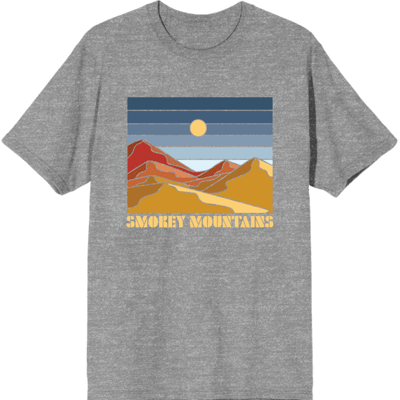 Adventure Society Smokey Mountains Heather Gray Men's Crew Neck Short Sleeve Tee-Medium