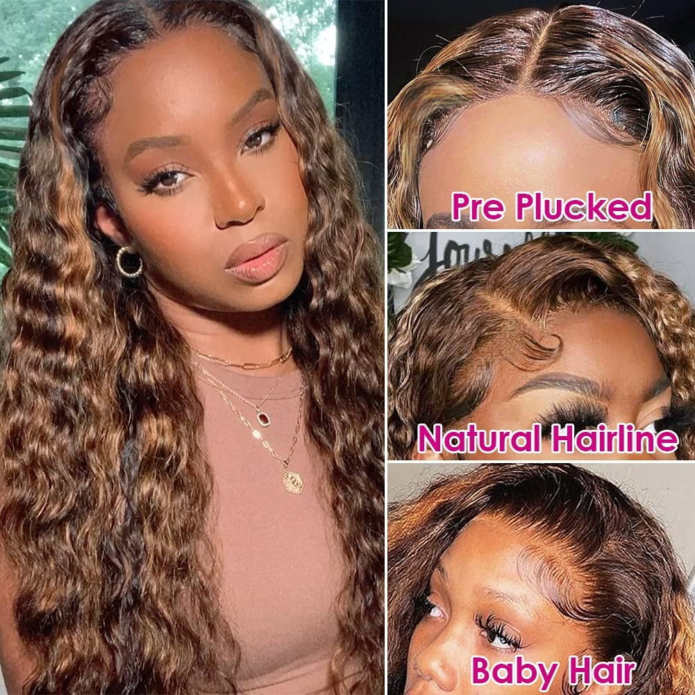  FACMOOD Honey Blonde Lace Front Wigs Human Hair for Black  Women, 13x4 HD Transparent Lace Honey Brown Blonde Wig Body Wave 30 inch  Long, 180 Density Glueless Blonde Wig Pre