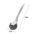 thumbnail image 3 of MERILER Stainless Steel Long Handle Cleaning Brush with Metal Scouring Pads - Efficient Kitchen Scrubber for Dishes, Pots, and More, 3 of 7