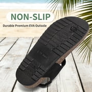 CKWLXQY Leather Thong Cork Sandals for Men & Women, Water-Resistant Flip Flops with Cork Footbed & Memory Foam, Adjustable Double Buckle Open Toe Summer Slides
