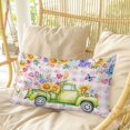 thumbnail image 4 of Watercolor Floral Truck Pillow Covers, Linen Long Throw Pillow Case, Spring Garden Butterflies Pink Plaid Holiday Pillow Protector Decorative Cushion Cover for Living Room/Bedroom 24" x 36", 4 of 8