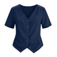 thumbnail image 5 of Womens Cotton Linen Button Down Shirts,short Sleeve Gauze Shirts Flowy Tops for Women Oversized Linen Shirts for Women Gauze Tunic Tops for Women Linen Clothing for Women,Blue,M, 5 of 5