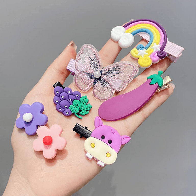 CNKOO 42 PCS Candy-colored Baby Hair Clips Rainbow Flower Fruit Dessert  Patterns Barrettes Cute Toddler Hairpin Hair Accessories for Girls Women  Teenager 