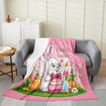 thumbnail image 1 of Erosebridal Easter Eggs Flannel Blanket 40x50,Flower Rabbit Sherpa Throw,Cute Animal Decor, 1 of 5