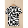 thumbnail image 6 of Women's Black Checker Mesh Crew Neck T-Shirt - Stylish and Lightweight | [ZhiHiMeRi] | (US 12-14)L, 6 of 10