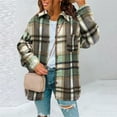 thumbnail image 2 of ZQUUVOU Women's Fall Plaid Shirt Winter Fashion Collar Jacket with Pockets Long Sleeve Casual Street Trendy Coat Green, 2 of 5