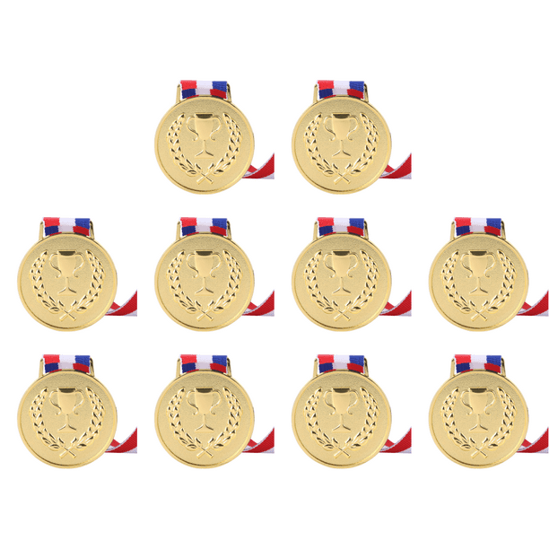 Medalla 4 9cm Dorada Con Cuello Cinta Metal Competiciones para Juegos Deportivos