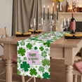 thumbnail image 2 of St Patricks Day Table Runner, Shamrock Grey Green Spring Modern Leaf Washable Cotton Linen Table Runners 108 Inches Long, Dresser Scarf Runner for Dining/Living Room/Kitchen/Square Tables 13''x108'', 2 of 9