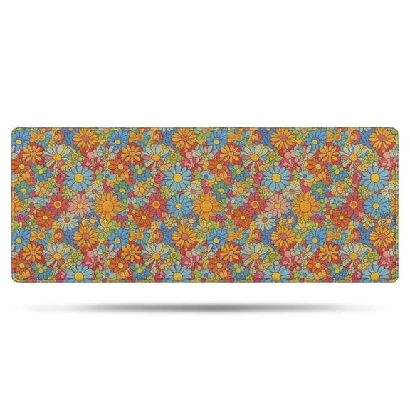 Pioneer Flower Floral Print Pattern Bathroom Rugs Mat, Non Slip Microfiber Bathroom Rug with Rubber Backing, Soft Mats for Bathroom Floor Tub Shower, 24"x60"
