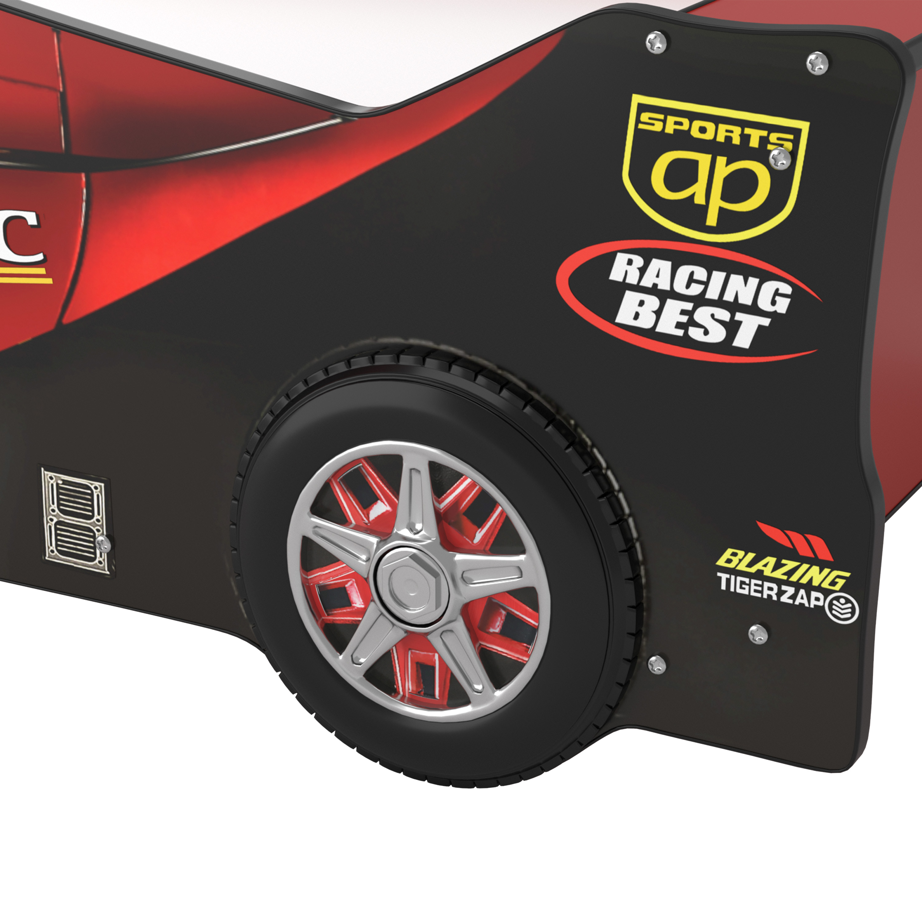 Furniture of America Roddy Kids Wood Twin Race Car Bed, Red