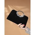 thumbnail image 5 of Women’s Elegant Black Pleated Evening Clutch Bag with Rhinestone Circular Handle, Formal Wedding Party Prom Handbag, Crossbody Shoulder Chain Bag, 5 of 7