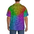 thumbnail image 3 of Yiaed Colorful Glitter Print Mens Casual Wrinkle Free Shirts Short Sleeve Button Down Summer Stretch Dress Shirt-XX-Large, 3 of 5