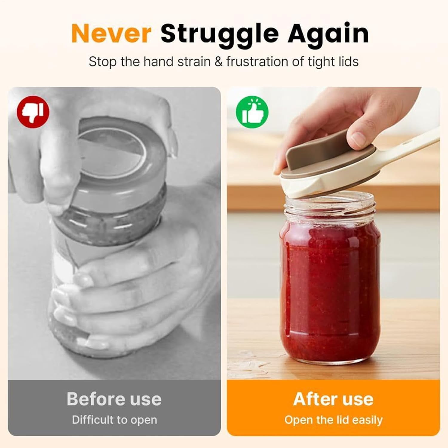 4 In 1 Multi-Purpose Jar Opener, 2026 Adjustable Stainless Steel Lid Opener with Non-Slip Long Handle for Jars Bottles Cans