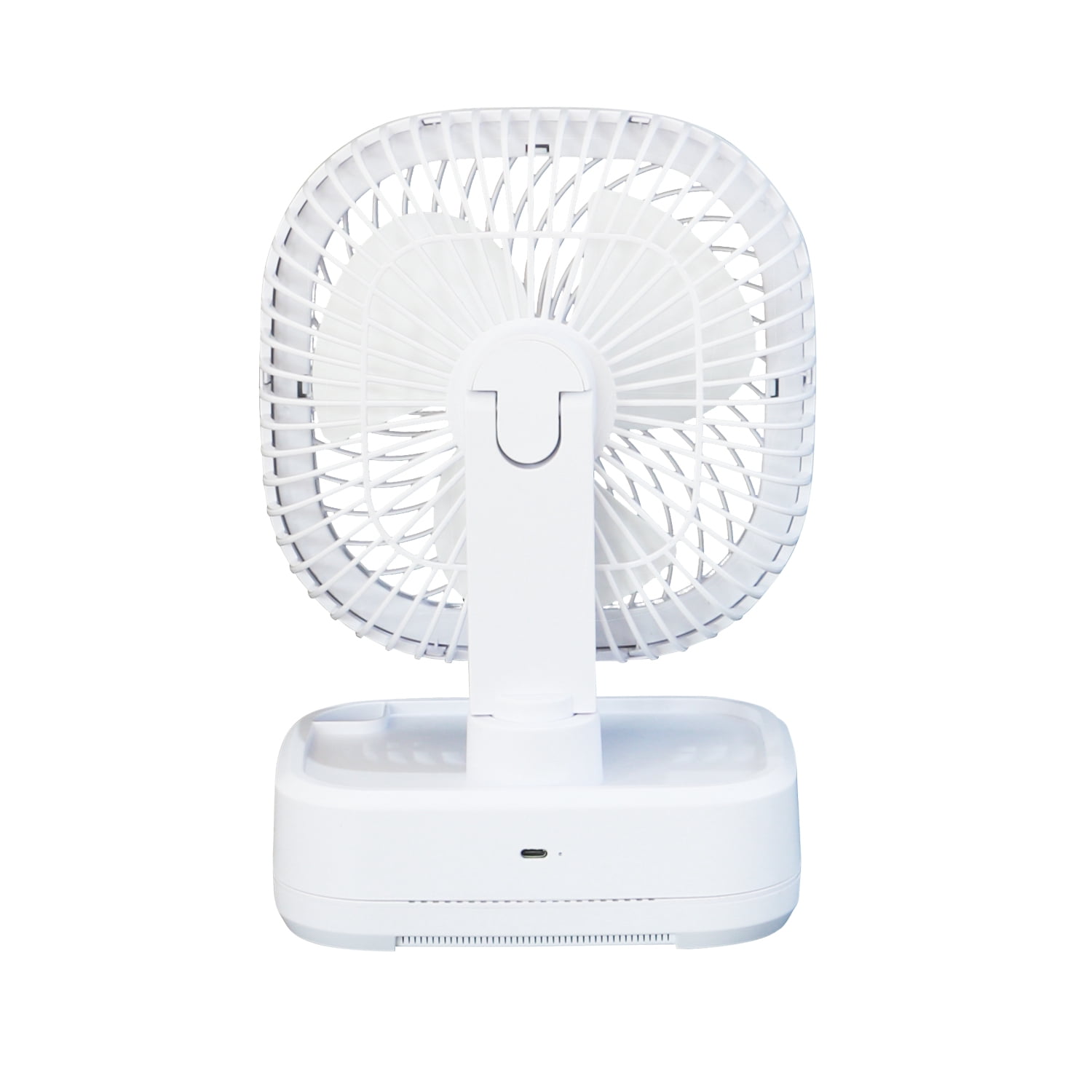 Mainstays New Rechargeable Personal USB Fan with Wireless Charging Pad and Led Lighting White