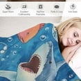 thumbnail image 3 of Nawypu Marine Life Blanket Ocean Theme Blanket Soft Fluffy Flannel Seahorse Dolphin Shark Ocean Under The Sea Plush Throw Blankets Blue for Kids Girls Boys Toddler Birthday Gift Nursery Decor, 3 of 6