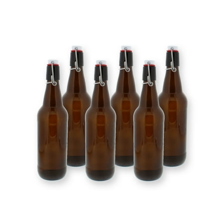 Swing Top Bottles W Caps 16 9oz Amber Glass Reusable For Homebrew 6 Pack