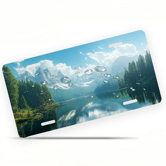 Alpine Lake Reflection Funny Personalized License Plate Rust-proof Stainless Steel Metal License Plate Suitable For Men And Women 12.2" x 6.2"