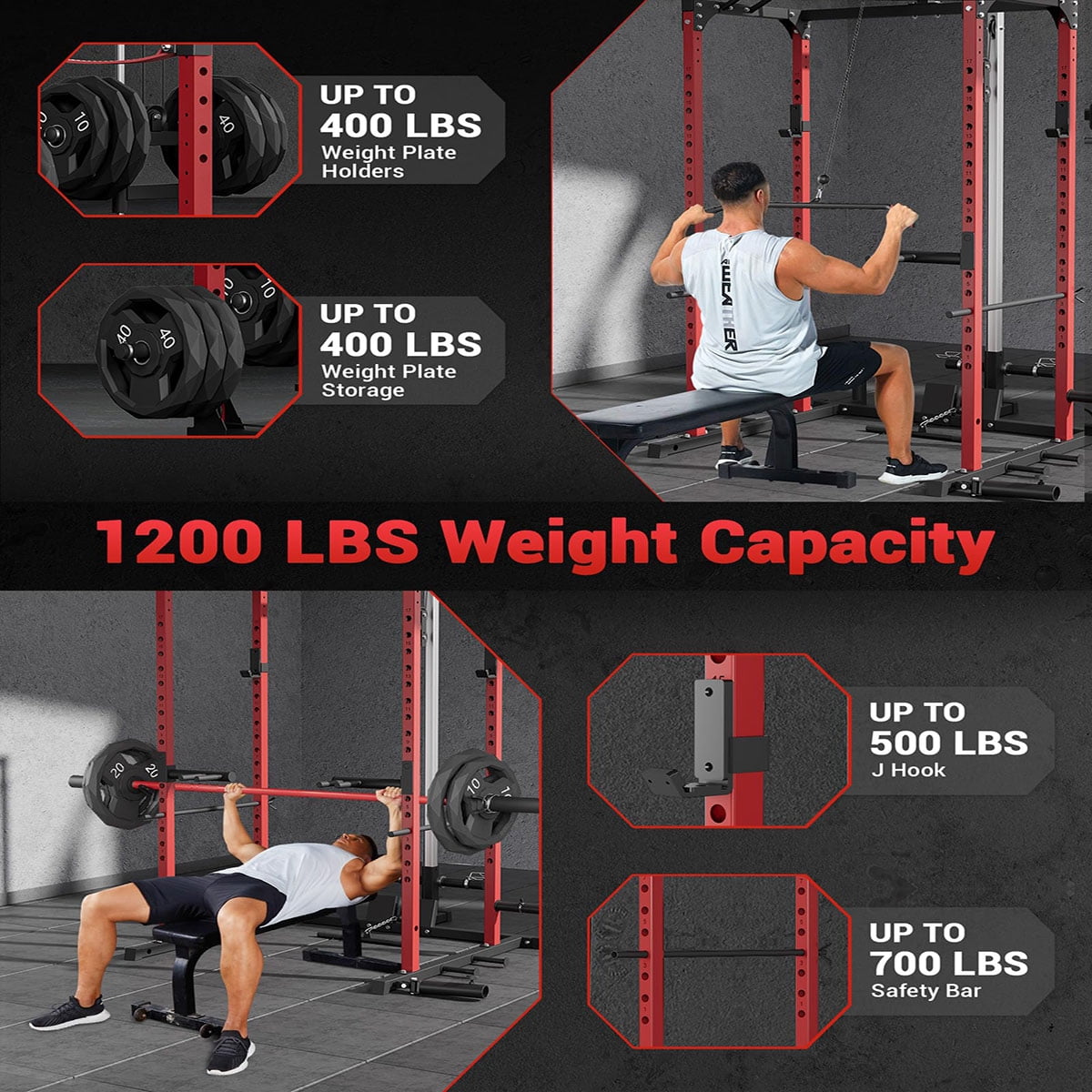 Danolapsi Power Cage,Multi-Functional Power Racks for Home Gym with Cable Crossover System,1600LBS Weight Capacity Fitness Squat Rack for Strength Workout with More Training Attachment（ship in 2 boxes