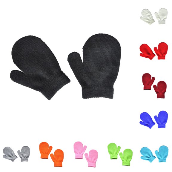SUXIAN Mittens for Boys Solid Color Knit Warm Winter Gloves for Baby Girls Toddler Kids Mittens for Kids A One Size