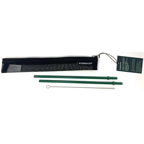 Starbucks Venti (24 fl oz) Cold Cup Two Reusable Straws and Brush Set with Mesh Bag