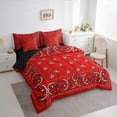 thumbnail image 3 of Castle Fairy Kids Teenagers Boho Red Paisley Bedding Comforter Set 7-Piece,Abstract Hippie Exotic Style Flower King Bedding Sets,Bohemian Mandala Vintage Aesthetic Ultra Soft Bed Sheets, 3 of 8