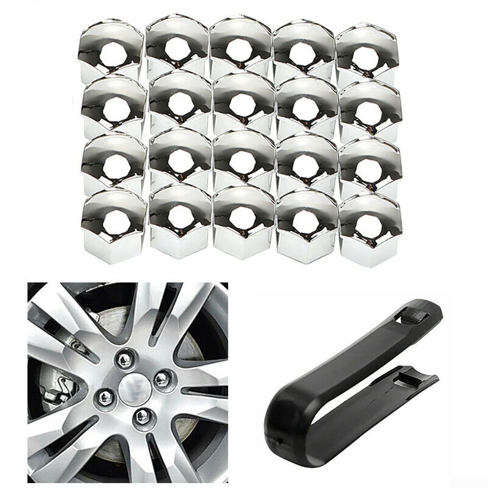 New 20 Pcs 17mm SMOOTH SILVER ALLOY WHEEL NUT BOLT COVERS SET UNIVERSAL