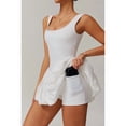thumbnail image 5 of Womens Bubble Tennis Dress Squre Neck Sleeveless Workout Golf Athletic Dresses Build in Shorts with Pockets White M, 5 of 7