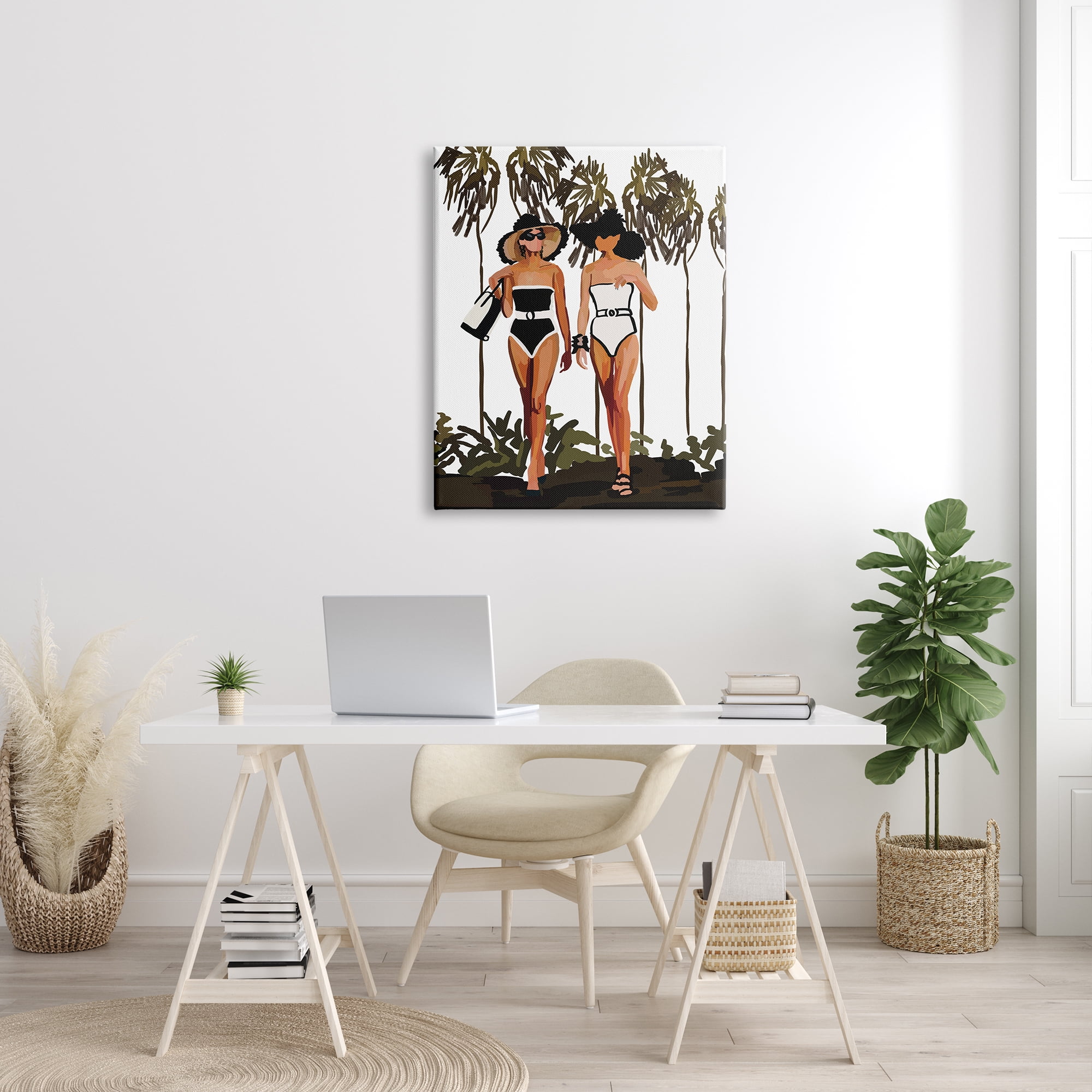 Stupell Industries Beach Babes Strolling Tropical Summer Beach Adventure Graphic Art Gallery Wrapped Canvas Print Wall Art, Design by Amelia Noyes