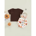 thumbnail image 4 of 3Pcs Baby Girl Holiday Outfit, Print Short Sleeve T-Shirt + Diaper Cover Bloomers + Headband Set, 4 of 9
