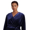 thumbnail image 2 of LAUREN RALPH LAUREN Womens Navy Gathered Tie Belt Blouson Sleeve Surplice Neckline Wear To Work Peplum Top Plus 2X, 2 of 3