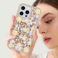 thumbnail image 6 of Compatible with iPhone 15 Pro Bling Case with Strap, Luxury Glitter Rhinestone Diamond Crystal Sparkle Rose Flower Pearl Floral Bracelets Soft Bumper Case Cover for Women Girls Yellow, 6 of 14