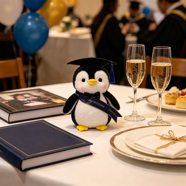 Graduation Penguin Gifts,Plush Penguin Stuffed Animal,Graduation Penguin Plush, Cute Graduation Stuffed Animal with Cap, Sash, Soft Penguin Plush Gift for Graduation Celebration
