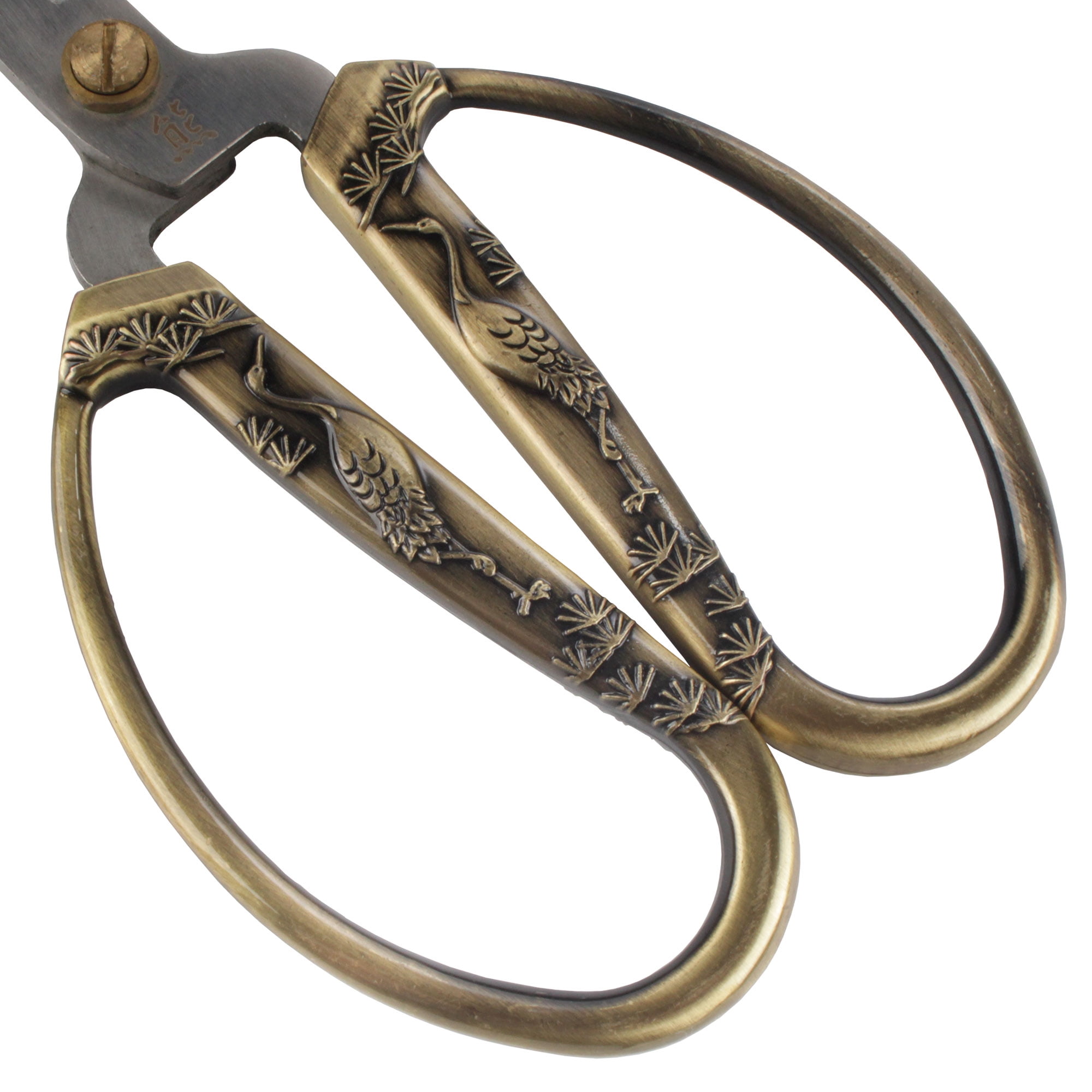 JubileeYarn 6.75" Heirloom Craft Embroidery Scissors w/Decorative Crane Motif Cast Handles - Bronze
