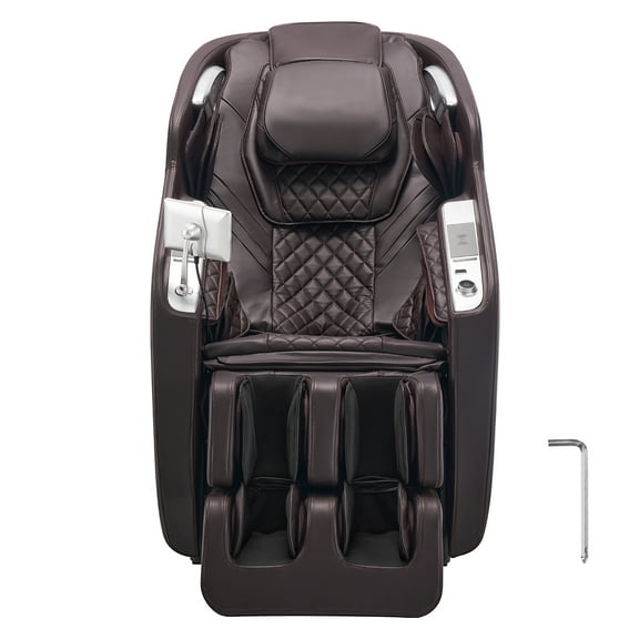 KFFKFF 4D Full Body Massage Chair with SL Track, Zero Gravity Recliner, Yoga Stretch, Voice Control, Heat Therapy, Foot Rollers, Adjustable Pedal, 36 Airbags, LCD Screen, Armrest Controls